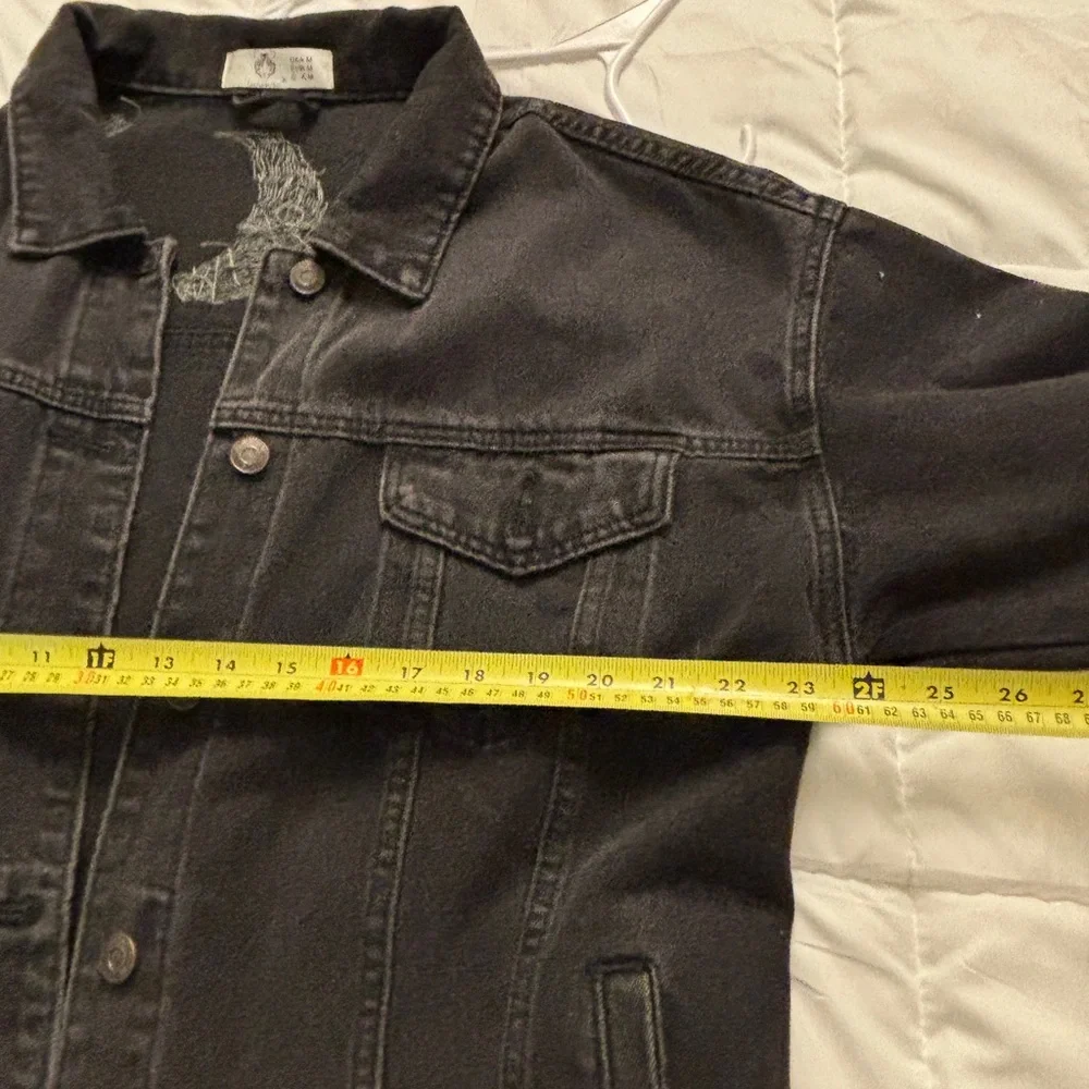 Black Denim Jacket with Silver Moon and Stars - Picture 4 of 8